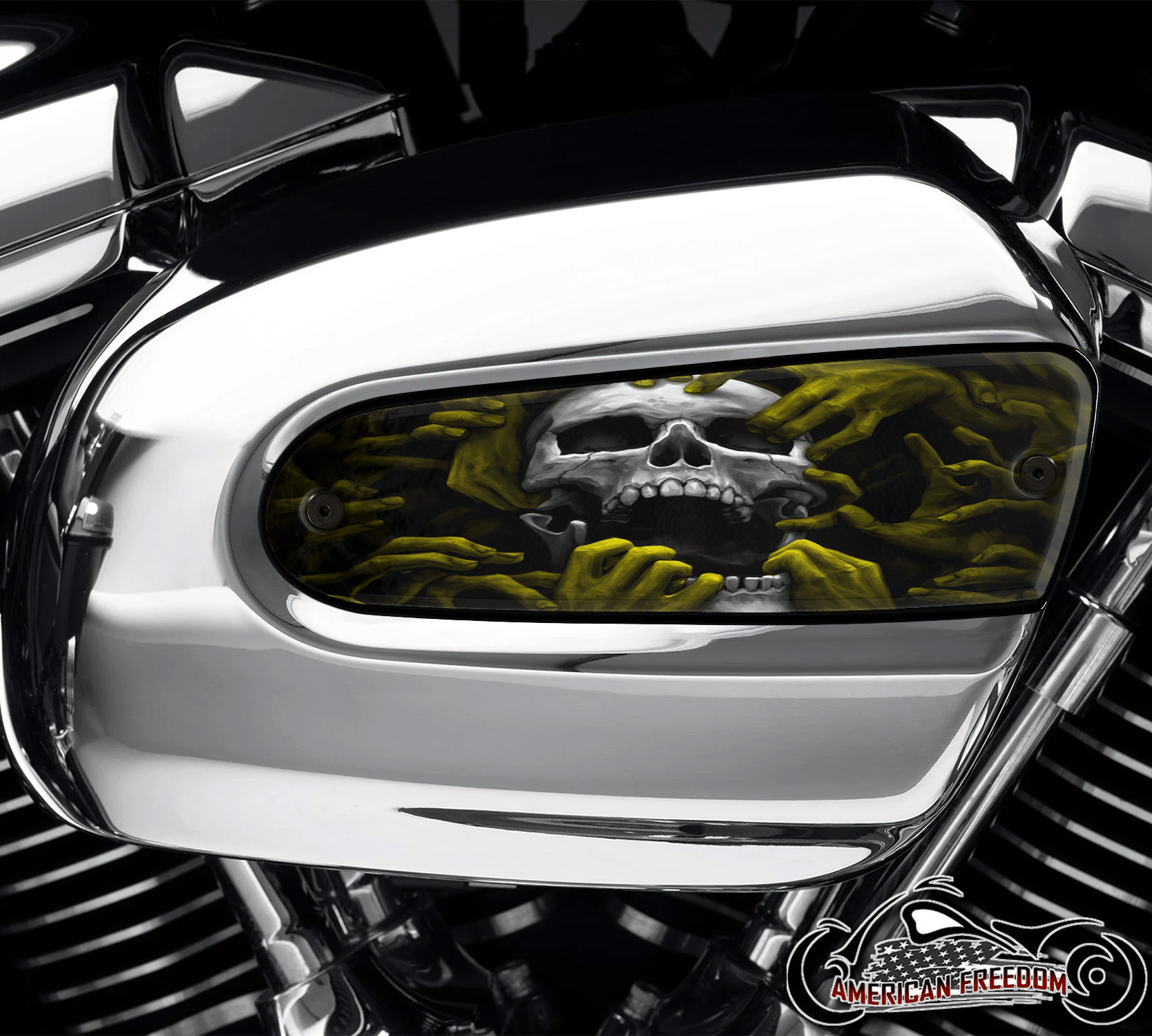 Harley Davidson Wedge Air Cleaner Insert - Torn Skull Yellow